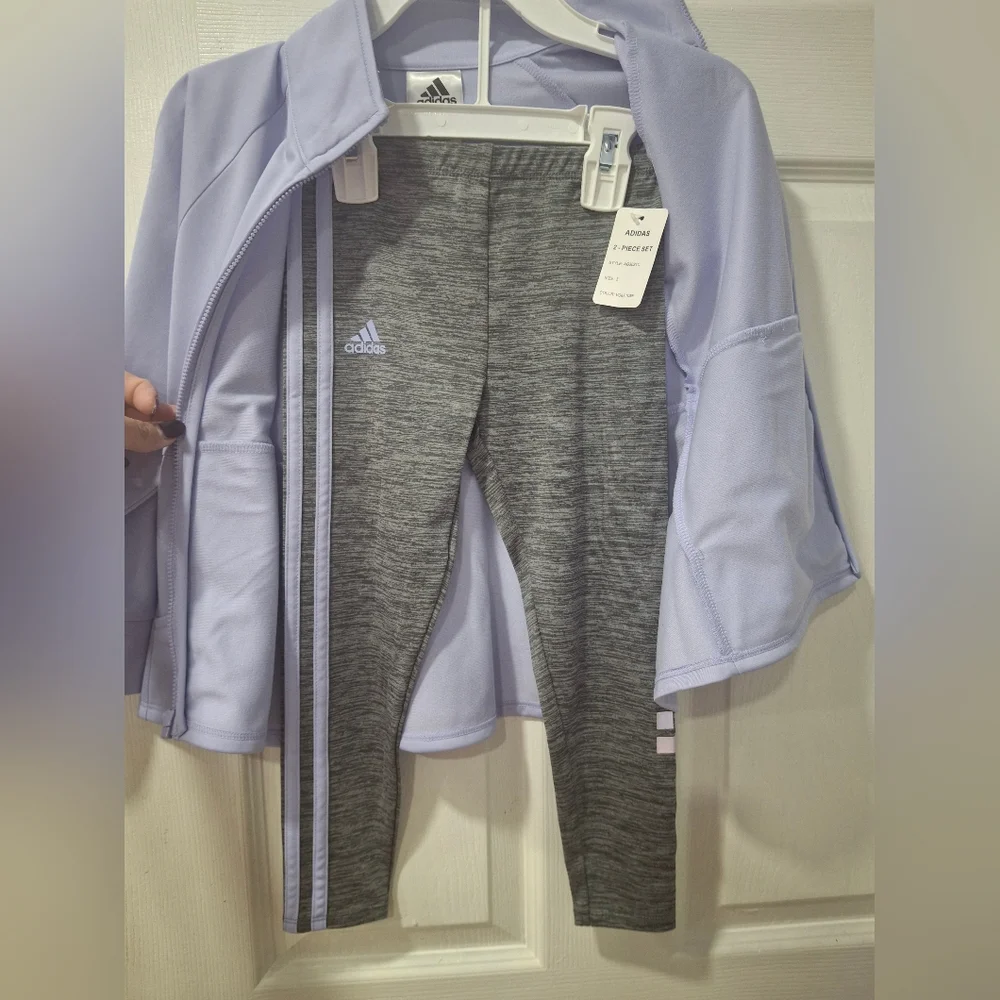 Adidas Light Purple Zip-Up Jacket and Leggings Set